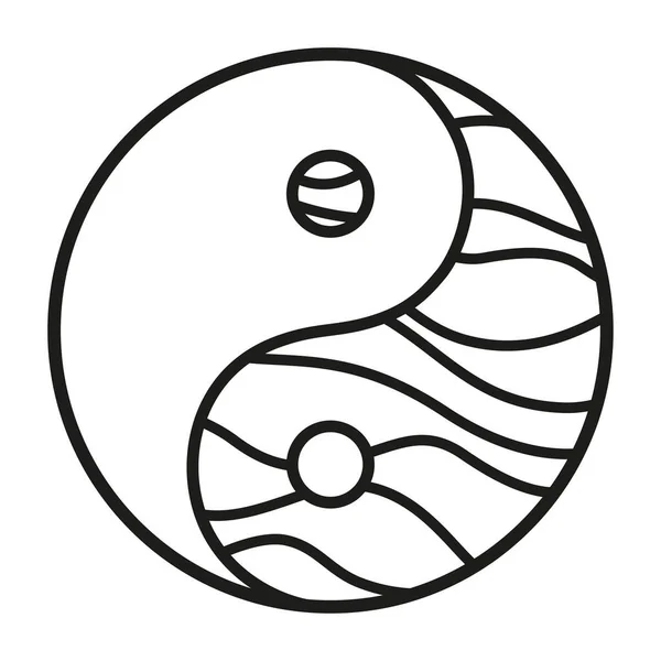 阿茵和阿阳宗教 在隔离背景上手工画出禅宗符号 黑白插图 — 图库矢量图片