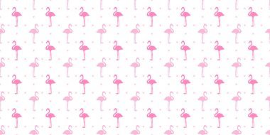 Flamingolarla kusursuz noktalı bir arka plan. Yalan makinesi, gömlek ve tekstil baskısı. Soyut doku. Tebrik kartları