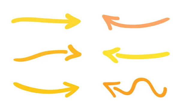 Flechas Desenhadas Mão Abstratas Elementos Infográficos Coloridos Sobre Branco Conjunto —  Vetores de Stock