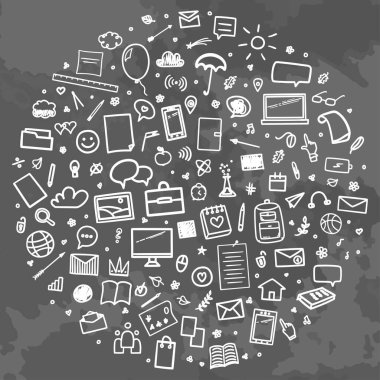 Okula dönelim. Eğitim konsepti. Siyah beyaz illüstrasyon