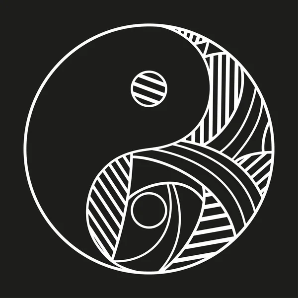 Yin Yang Simbolo Religioso Disegnato Mano Sfondo Isolato Illustrazione Bianco — Vettoriale Stock