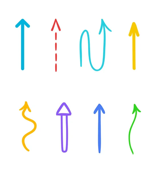Elementi Infografici Colorati Fondo Bianco Isolato Frecce Semplici Disegnate Mano — Vettoriale Stock