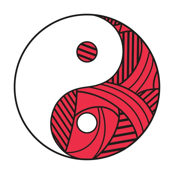 Yin Yang Symbole Religieux Religion Signe Circulaire Dessiné Main Sur — Image vectorielle