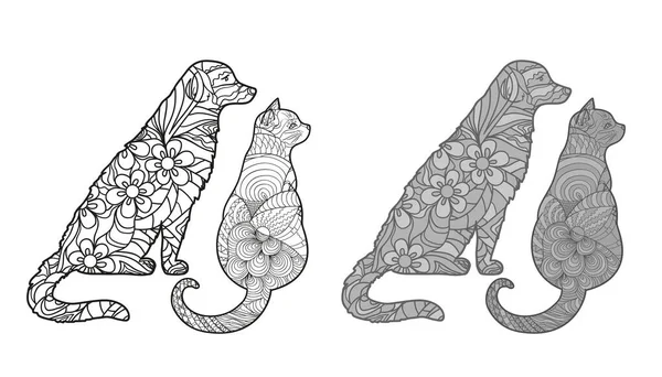 Ručně Kreslená Zvířata Abstraktními Vzory Izolovaném Pozadí Abstraktní Postavy Různé — Stockový vektor