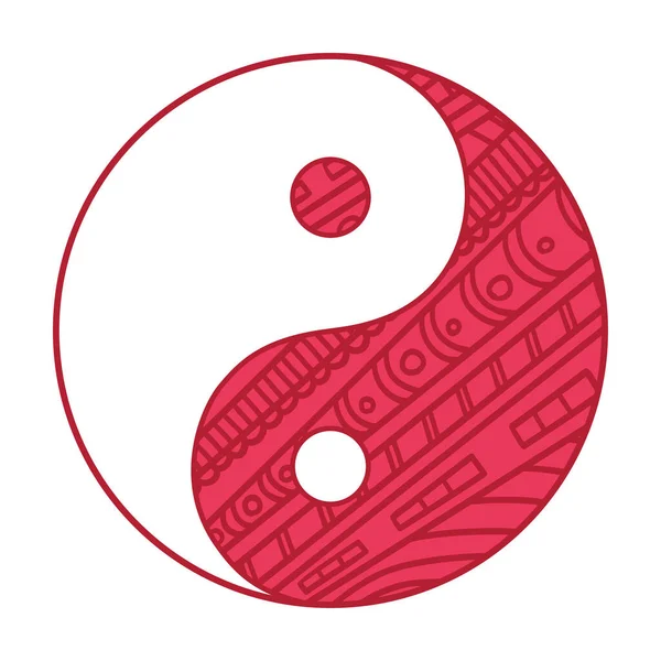 Yin Yang Símbolo Religioso Religión Signo Círculo Dibujado Mano Sobre — Vector de stock