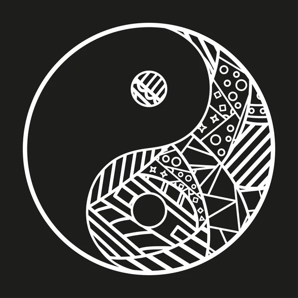 Yin Yang Símbolo Religioso Dibujado Mano Sobre Fondo Aislado Ilustración — Vector de stock