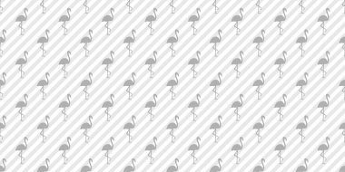 Flamingolu kusursuz çizgili desen. Soyut kuşların siluetleri. Soyut çizgi dokusu. Siyah beyaz illüstrasyon