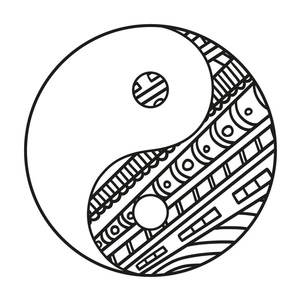 Yin Yang Símbolo Dibujado Mano Sobre Fondo Aislamiento Diseño Para — Vector de stock