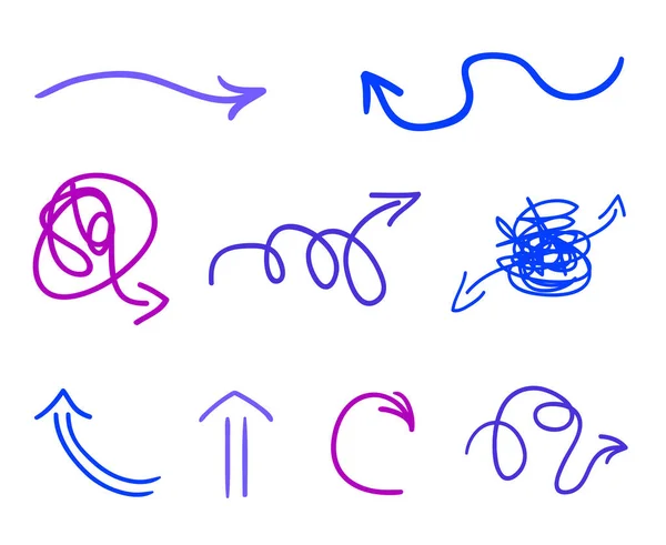 Flèche Abstraite Sur Blanc Ensemble Signes Indicateurs Croquants Flèches Simples — Image vectorielle