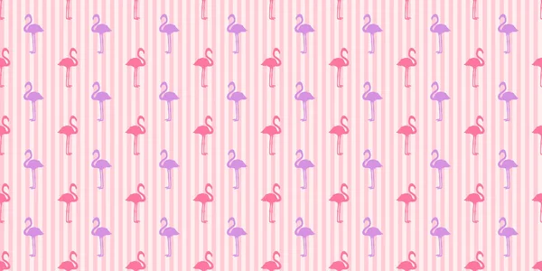 Безшовні Смугасті Шпалери Фламінго Мультяшні Птахи Друк Поліграфії Сорочок Текстилю — стоковий вектор