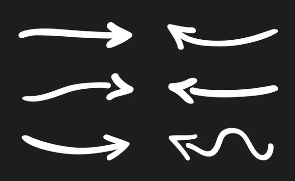 Flecha Simples Desenhada Mão Setas Delineadas Sobre Fundo Isolado Elementos —  Vetores de Stock