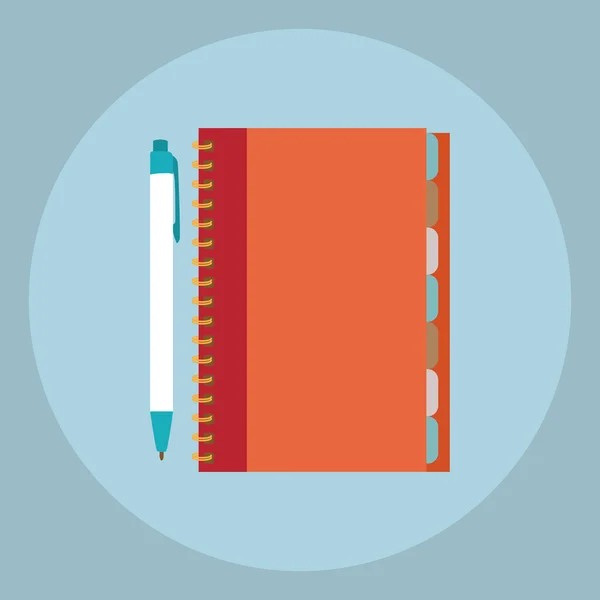 Icono "cuaderno y pluma" en diseño plano . — Archivo Imágenes Vectoriales
