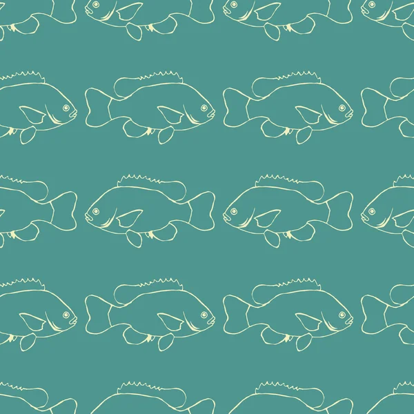 Patrón dibujado a mano sin costura vectorial. Tema marino. Peces marinos . — Vector de stock