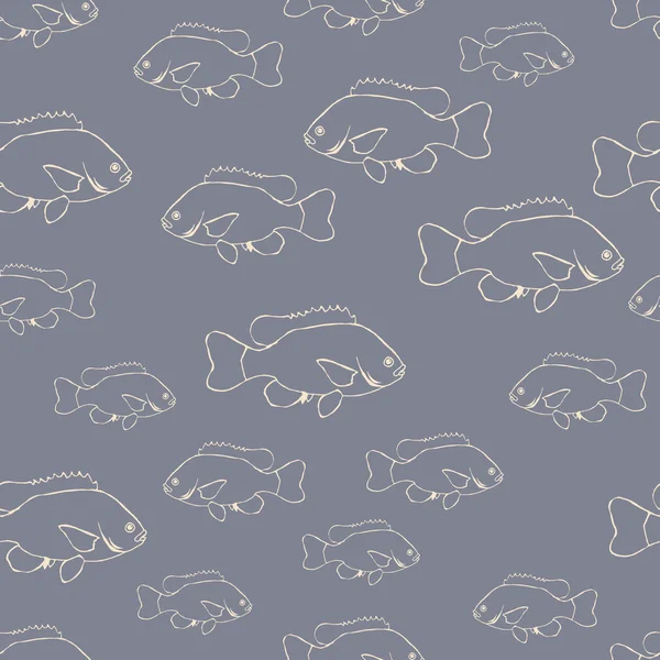 Vektor nahtlose handgezeichnete Muster. Meeresthema. Meeresfisch. — Stockvektor