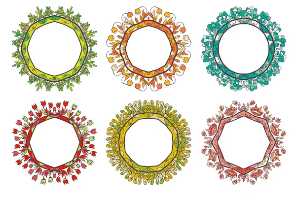 Colección de coronas florales. Ilustración vectorial . — Vector de stock