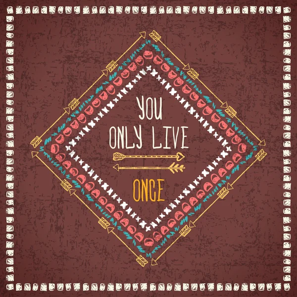 Vektör soyut geometrik etnik çerçeve tipografik metinle