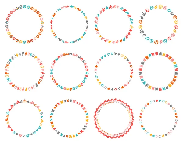 12 kümesi el çekilmiş etnik çerçeveler.