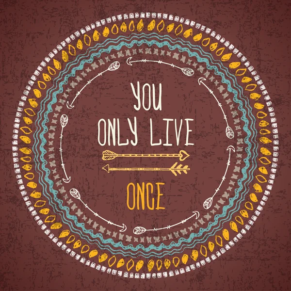 Vektör soyut geometrik etnik çerçeve tipografik metinle