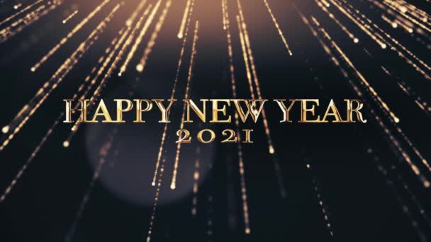 Feliz Año Nuevo glamour saludos tarjeta de vídeo con brillantes partículas de oro — Vídeos de Stock