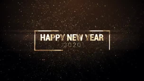 Gott nytt år glamour hälsningar grafikkort med lysande gyllene partiklar — Stockvideo