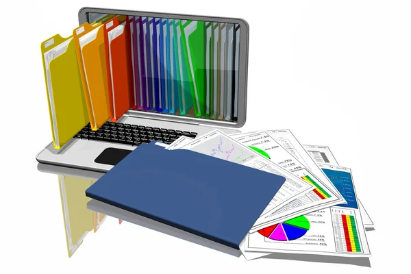 Computer Colored folders Documents 001 — Stock Photo, Image