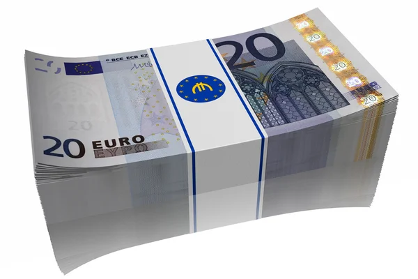 Pilha 20 notas de euro — Fotografia de Stock