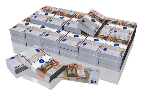 Pile 50 billets en euros — Photo