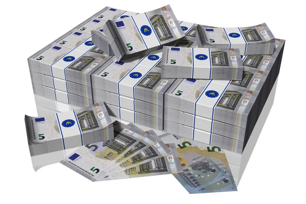 Mucchio 5 Banconote in euro — Foto Stock