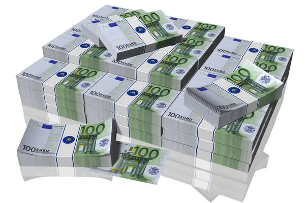 Pile 100 billets en euros — Photo