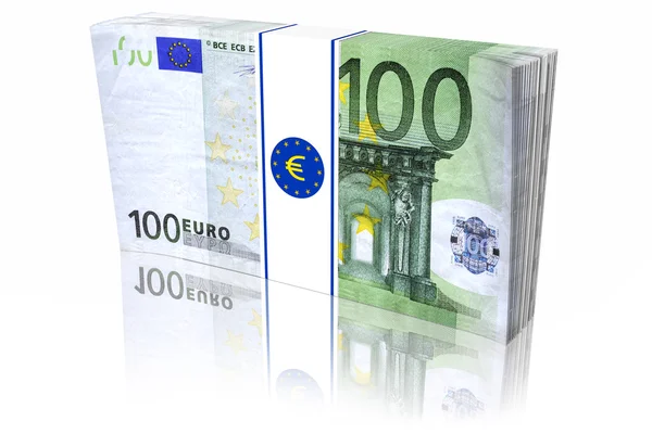 Pile 100 billets en euros — Photo