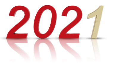 Üç boyutlu illüstrasyon. Yeni yıl 2021. Yeni Yıl, 2021 Yeni Yıl 'ın gelişini kutlamak için..