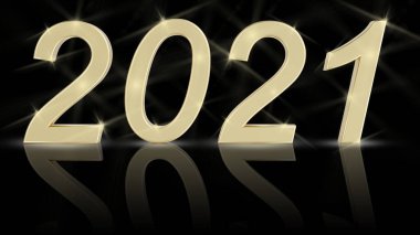 Üç boyutlu illüstrasyon. Yeni yıl 2021. Yeni Yıl, 2021 Yeni Yıl 'ın gelişini kutlamak için..