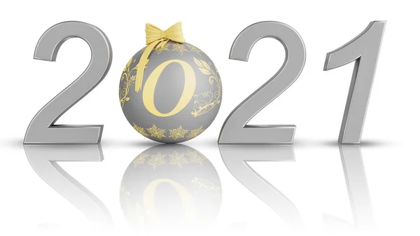 Ілюстрація Новий 2021 Рік Новачок 2021 Року Кількості Різдвяними Прикрасами — стокове фото