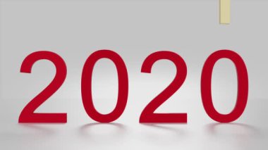 Sinema. 3 boyutlu illüstrasyon. Sayıca 2021 yılbaşı. 2020 patlar ve 2021 oluşur.