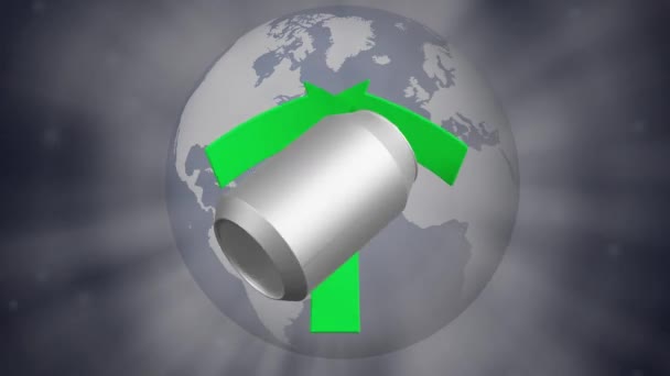 Vídeos Filmación Ecología Ecología Reciclaje Símbolo Gira Alrededor Una Lata — Vídeo de stock