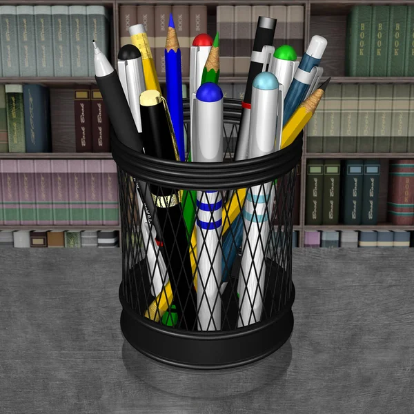 Ілюстрація Тримач Ручок Ручки Ізольовані Столі — стокове фото
