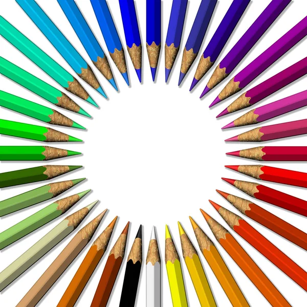 Illustration Crayons Couleur Sur Fond Blanc — Photo