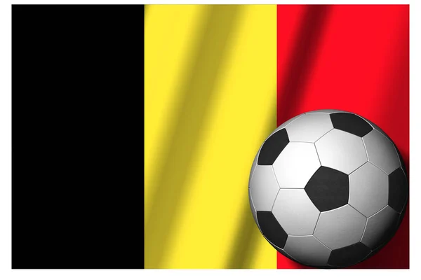 Belgien Nationell Flagga Med Fotboll Förgrunden Sportfotboll Illustration — Stockfoto