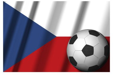 Çek Cumhuriyeti. Çekoslovakya. Ön planda futbol topu olan ulusal bayrak. Spor futbolu - 3D Görüntü