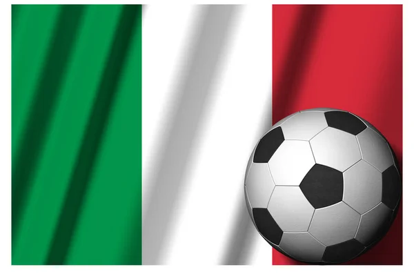 Italien Nationell Flagga Med Fotboll Förgrunden Sportfotboll Illustration — Stockfoto