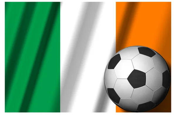 Irland Nationalflagge Mit Fußball Vordergrund Sport Fußball Illustration — Stockfoto