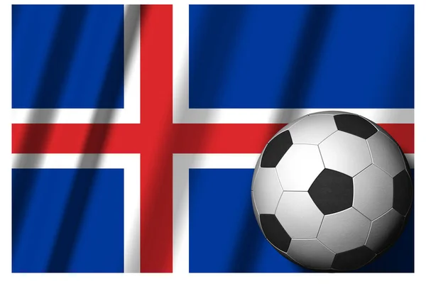 Islande Drapeau National Avec Ballon Football Premier Plan Football Sportif — Photo