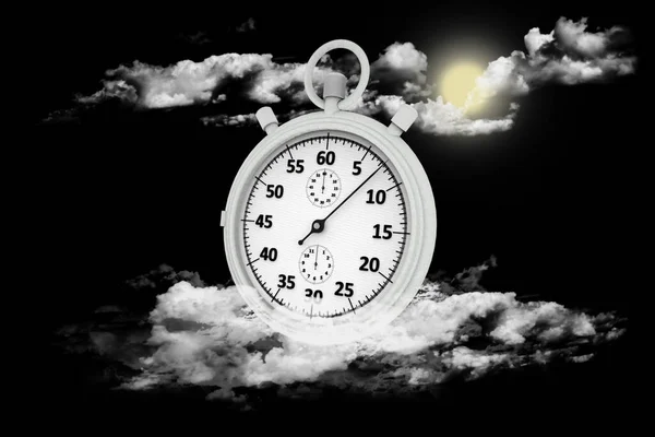 Illustratie Verzilverde Chronograaf Geïsoleerd Achtergrond Van Lucht Wolken — Stockfoto