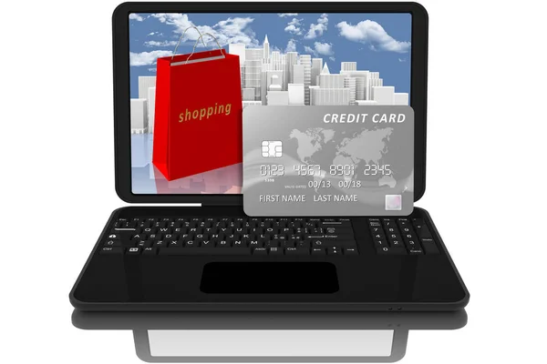 Illustration Electronic Payment Laptop Credit Card Symbol Online Payments — Stock Photo, Image