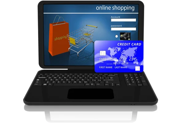 Ілюстрація Електронна Оплата Ноутбук Кредитна Картка Символ Онлайн Платежів — стокове фото