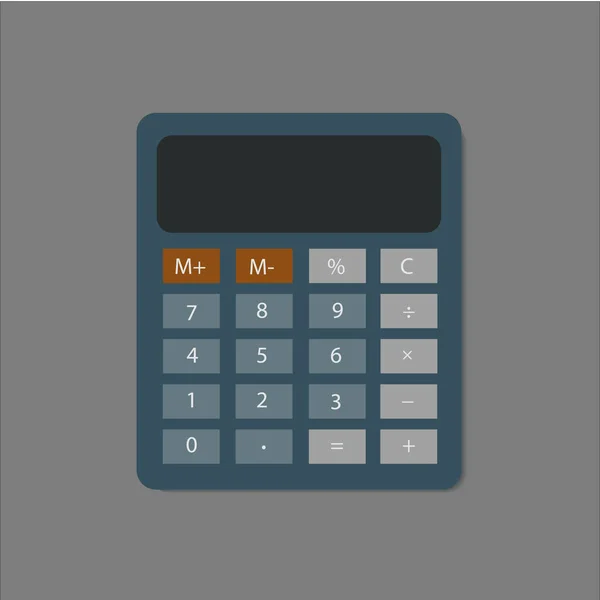 Elektronischer Taschenrechner Mit Schatten Flachen Stil Digitale Tastatur Mathematisch Isolierte — Stockvektor