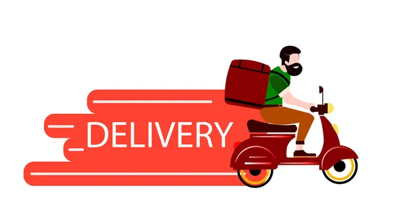 Fast Delivery Express Moto Scooter Illustration Icon Advertisement Dalam Bahasa - Stok Vektor