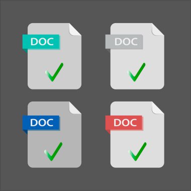 Dok dosyaları indirilen düz dizayn belge, simge, sembol seti, vektör tasarım ögesi gösterimi. EPS10