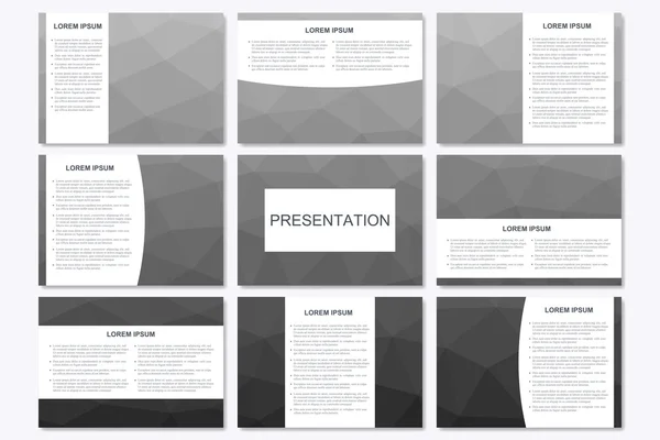 Set of modern business presentation templates in A4 size. Abstract geometrical triangle. Vector design illustration — Stock Vector