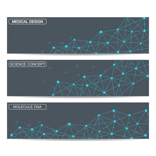 Moderne Wissenschaftsfahnen. Molekülstruktur von Dna und Neuronen — Stockvektor